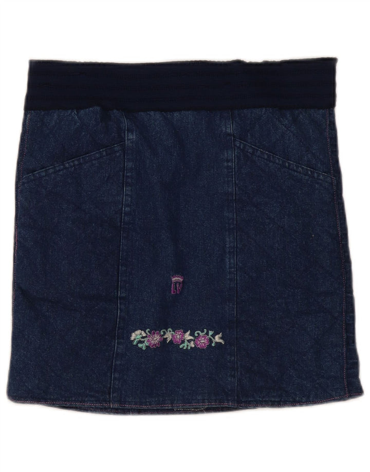 Fusta de blugi vintage pentru femei W30 Medium Bleumarin Floral