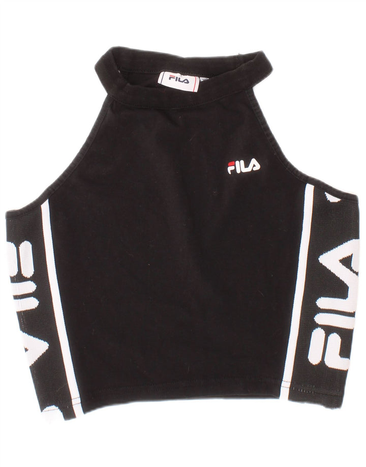 Crop Top cu grafic pentru femei Fila XS bumbac negru