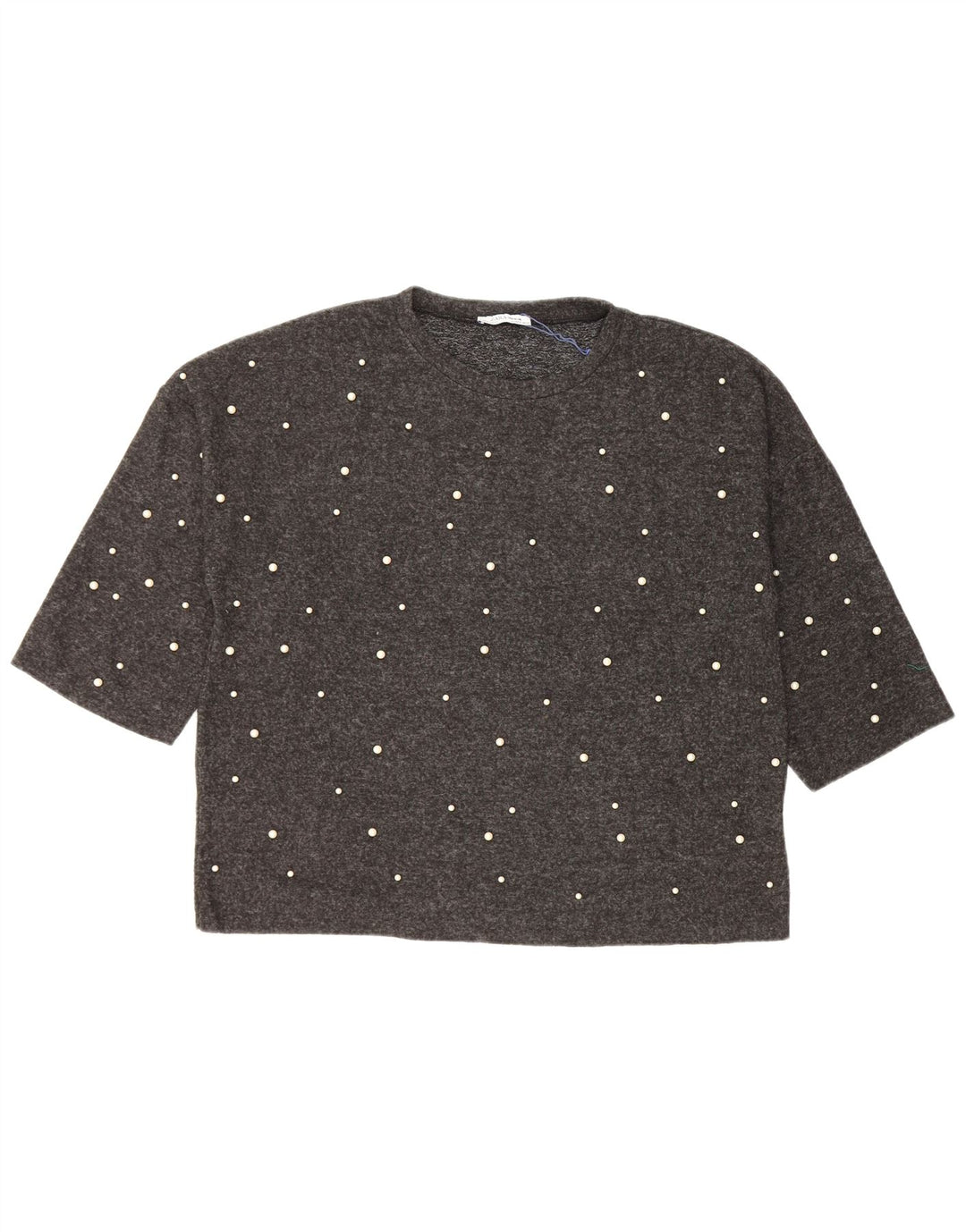Tricou pentru femei Zara, cu croiala lejeră, UK 14, poliester cu pete, gri mediu