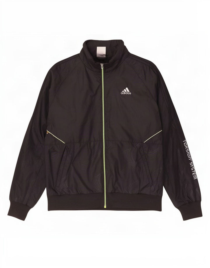 Jachetă de top pentru trening grafic Adidas pentru bărbați, poliester mediu negru