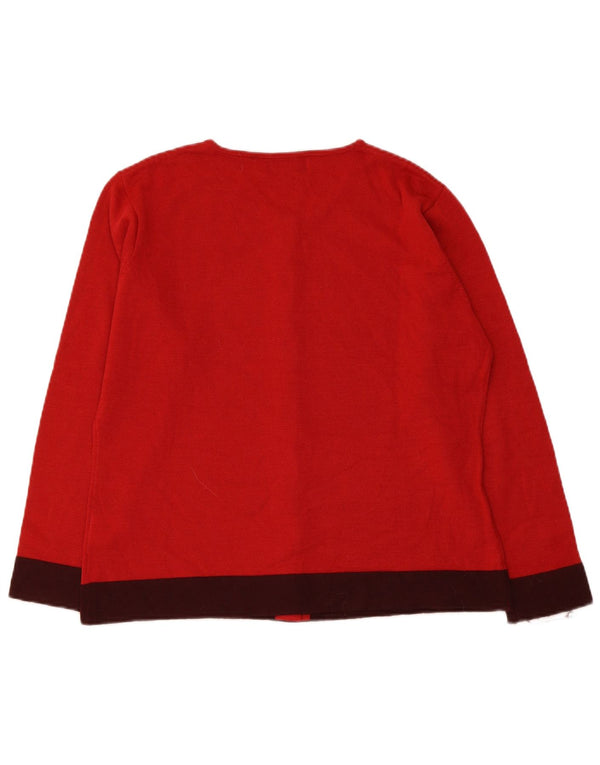 Elements Pulover Cardigan pentru femei Marea Britanie 14/16 Mare Roșu Colorblock Poliacrilic