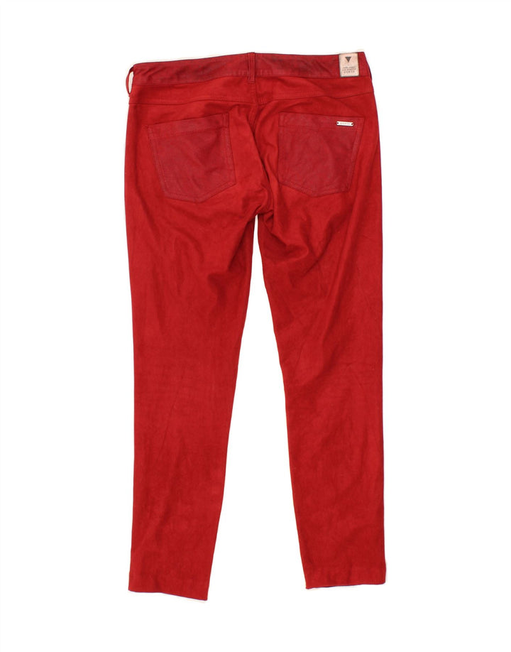 GUESS Womens Slim Casual Trousers W28 L26 Red Polyester Vintage Guess and Second-Hand Guess from Messina Hembry 