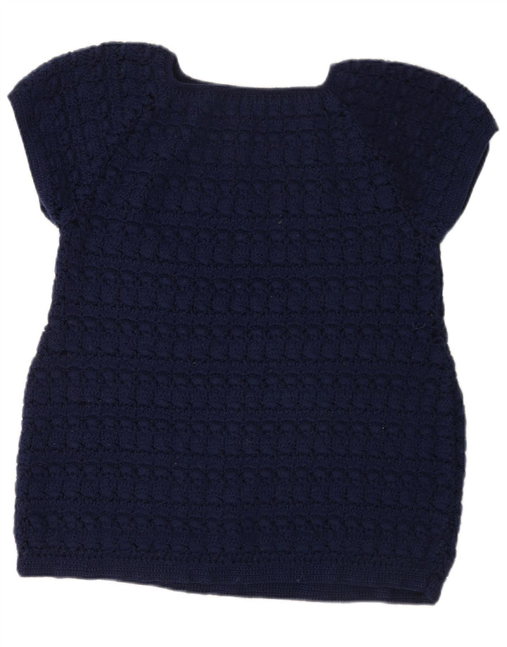 Bluză din tricot vintage pentru femei UK 12 Medium Bleumarin