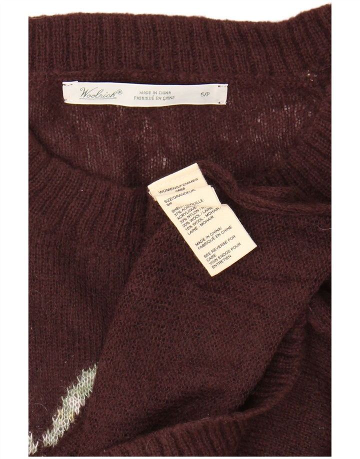 WOOLRICH Womens Oversized Crew Neck Jumper Sweater UK 10 Small Brown