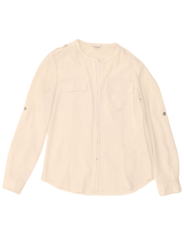 Bluză cămașă pentru femei Calvin Klein UK 10 Poliester alb mic