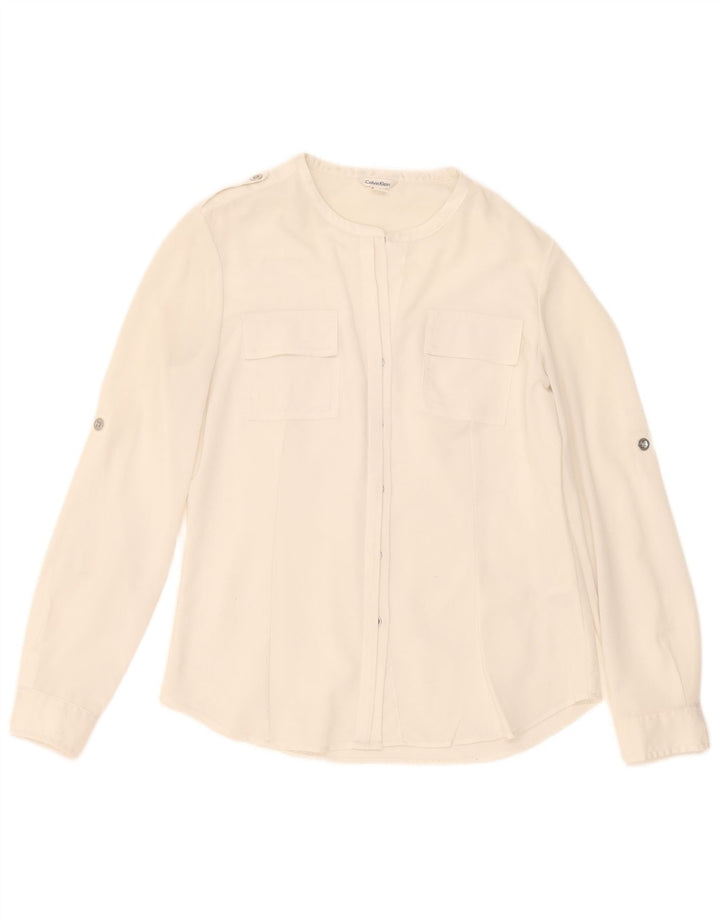 Bluză cămașă pentru femei Calvin Klein UK 10 Poliester alb mic