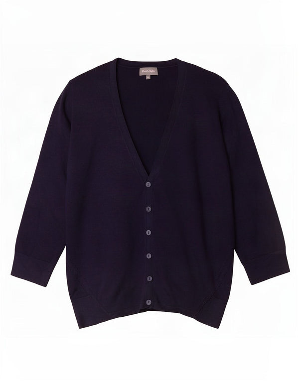 Pulover cardigan pentru femei Phase Eight cu mâneci 3/4 UK 10 Mic, bleumarin