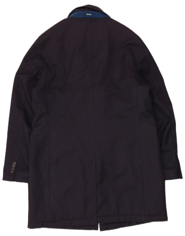 Boggi Mens Overcoat IT 46 Small Navy Blue Wool