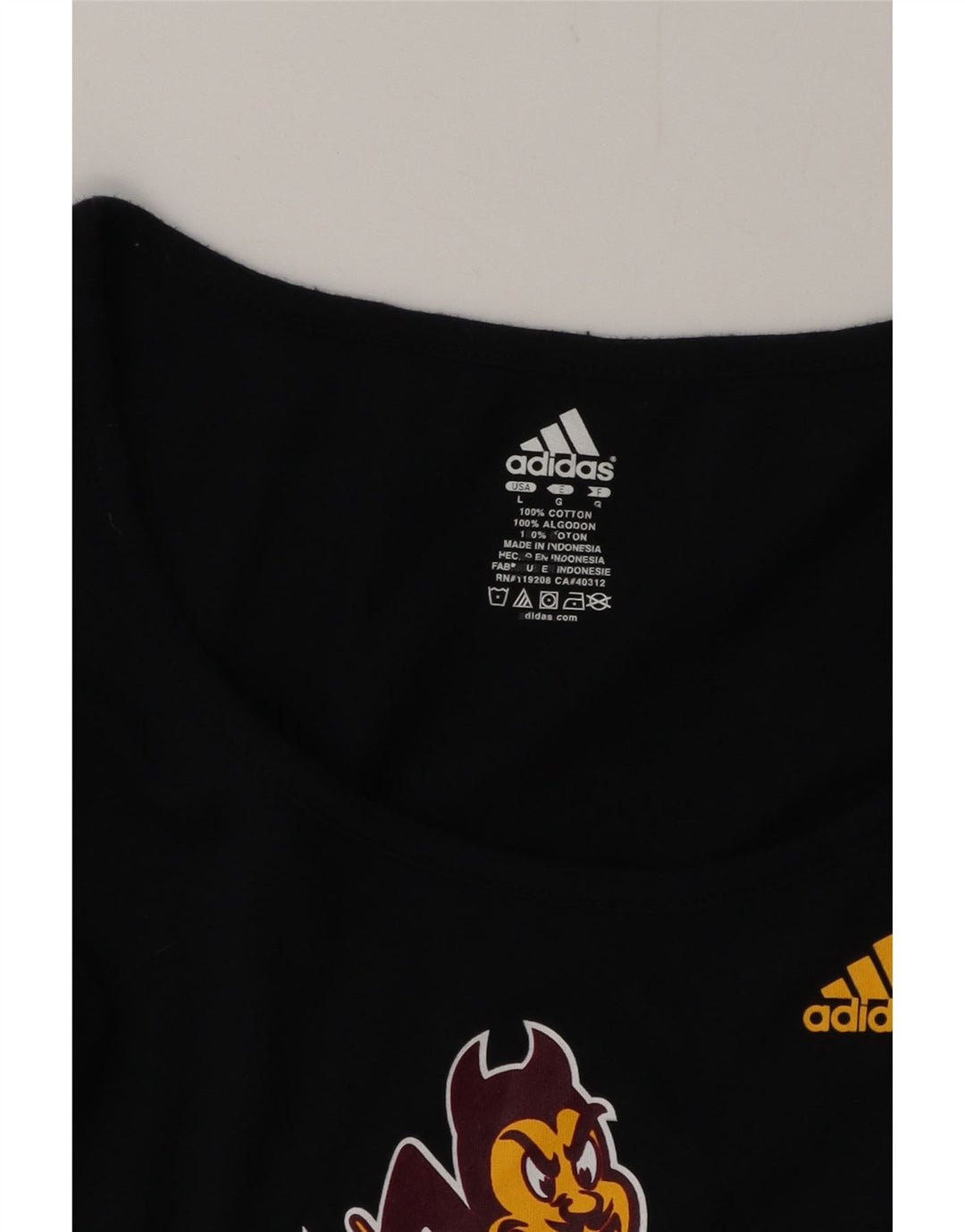 ADIDAS Womens Graphic T-Shirt Top UK 14 Large Black Vintage Adidas and Second-Hand Adidas from Messina Hembry 