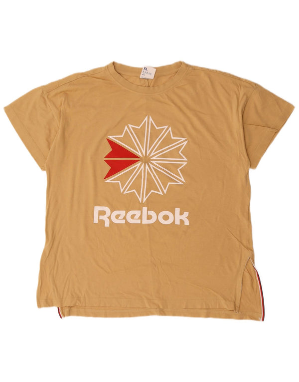 Tricou grafic Reebok pentru femei Top UK 20/22 XL bumbac bej