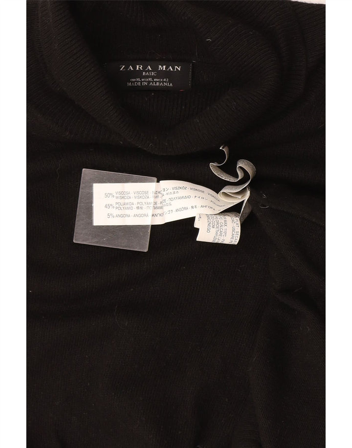 Pulover pentru bărbați Zara, cu gât rulat, XL, viscoză neagră