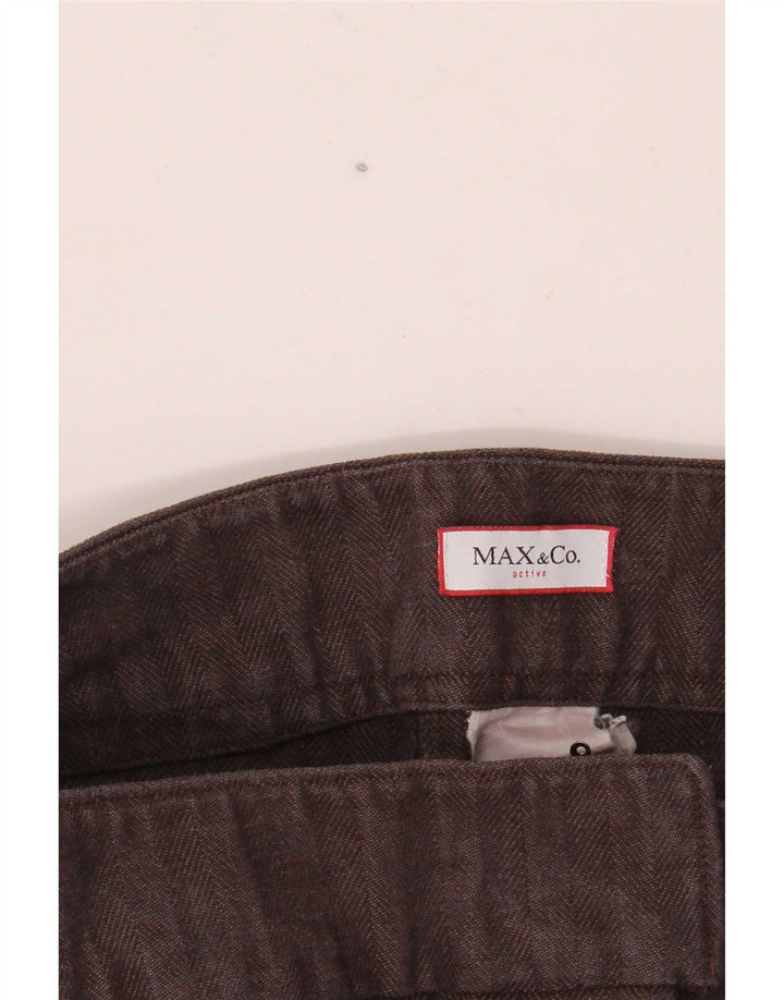 Max & Co. Pantaloni de costum subțiri pentru femei W30 L30 Brown Herringbone