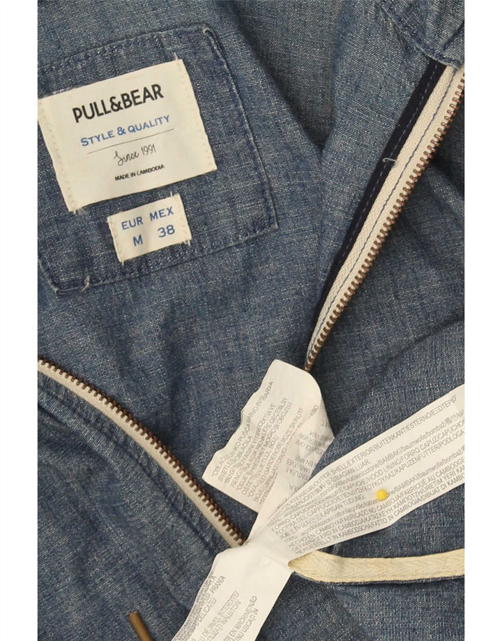 Bomber Pull & Bear pentru bărbați cu glugă, UK 38, bumbac albastru mediu