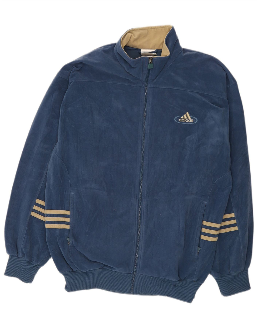 Jachetă de trening de velur Adidas pentru bărbați Marea Britanie 40/42 Poliester mediu bleumarin
