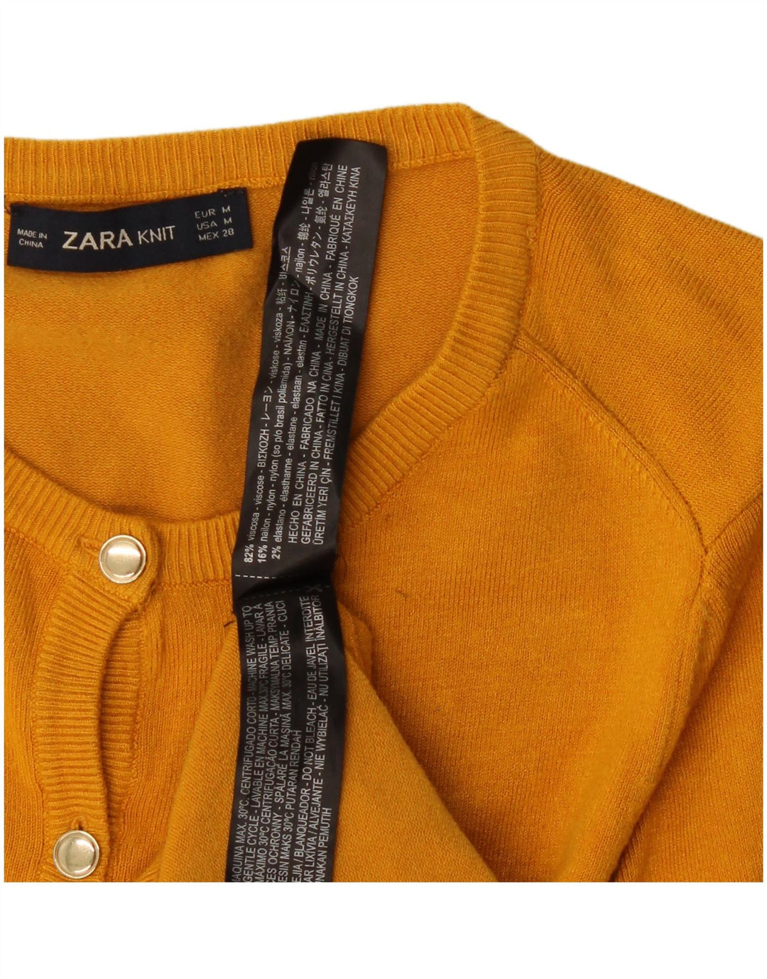 Pulover cardigan pentru femei Zara UK 12, viscoză galbenă medie