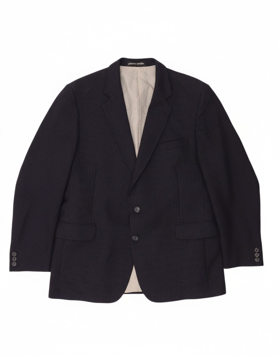 PIERRE CARDIN Mens 2 Button Blazer Jacket UK 36 Small Navy Blue Striped