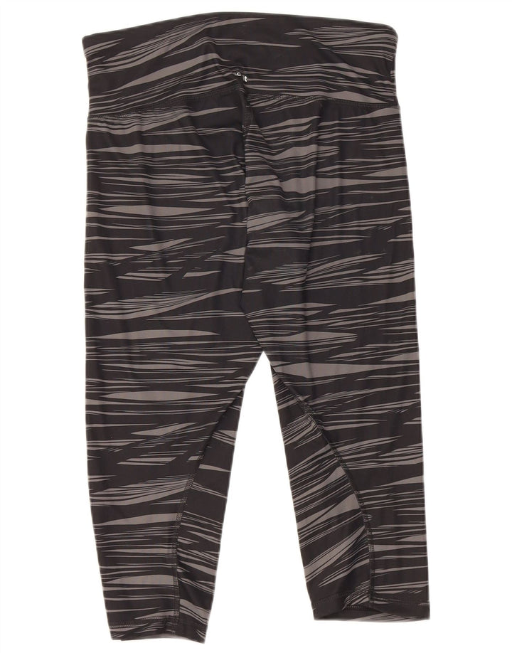 Leggings Adidas Climalite Capri pentru femei Marea Britanie 12/14 Medium Negru cu dungi