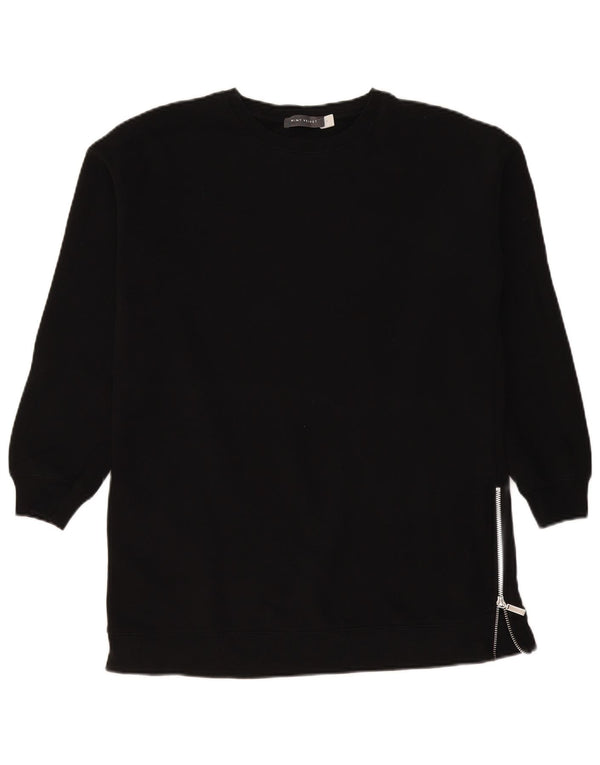 MINT VELVET Pulover supradimensionat pentru femei cu paragate UK 10 Mic Negru