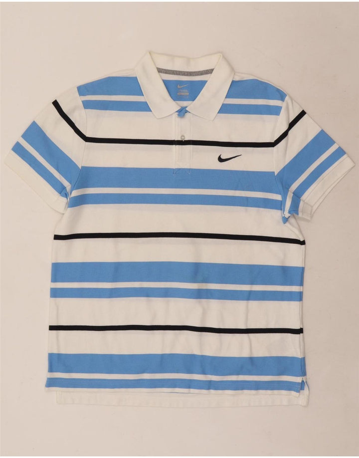 Tricou polo Nike pentru bărbați din bumbac cu dungi albe mari