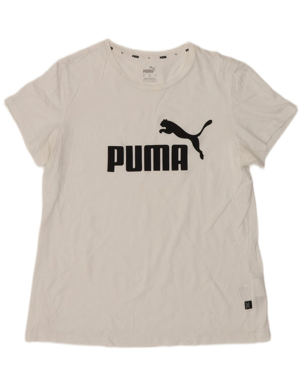 Tricou grafic Puma pentru femei Top UK 12 Medium White Bumbac