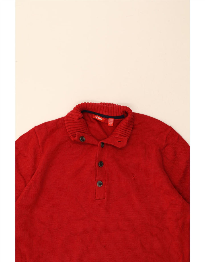 IZOD Mens Button Neck Jumper Sweater XL Red Cotton Vintage Izod and Second-Hand Izod from Messina Hembry 