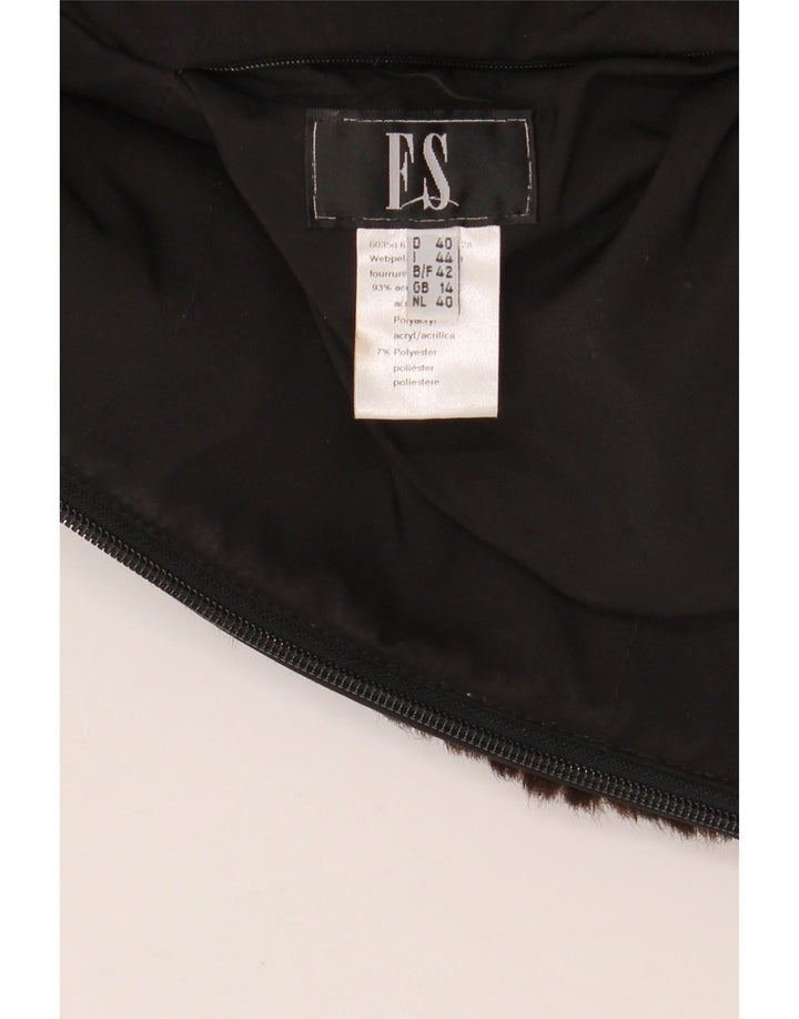 Gilet pentru femei VINTAGE cu blană artificială UK 14, maro mediu acrilic