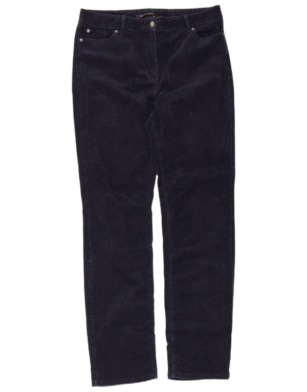 Pantaloni din velur pentru femei Marks & Spencer UK 14 Large W32 L31 Bleumarin
