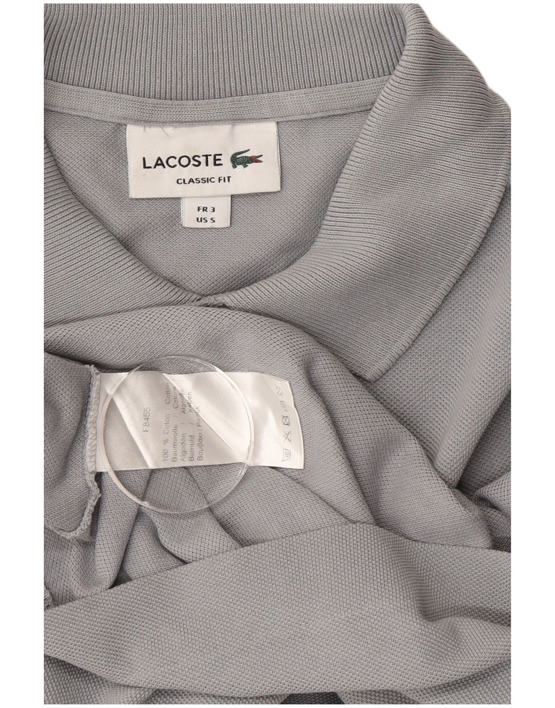 Tricou polo Lacoste Classic Fit pentru bărbați, mărimea 3, bumbac gri mic