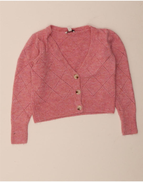 Topshop Pulover Crop Cardigan pentru Damă UK 10 Small Pink Acrilic