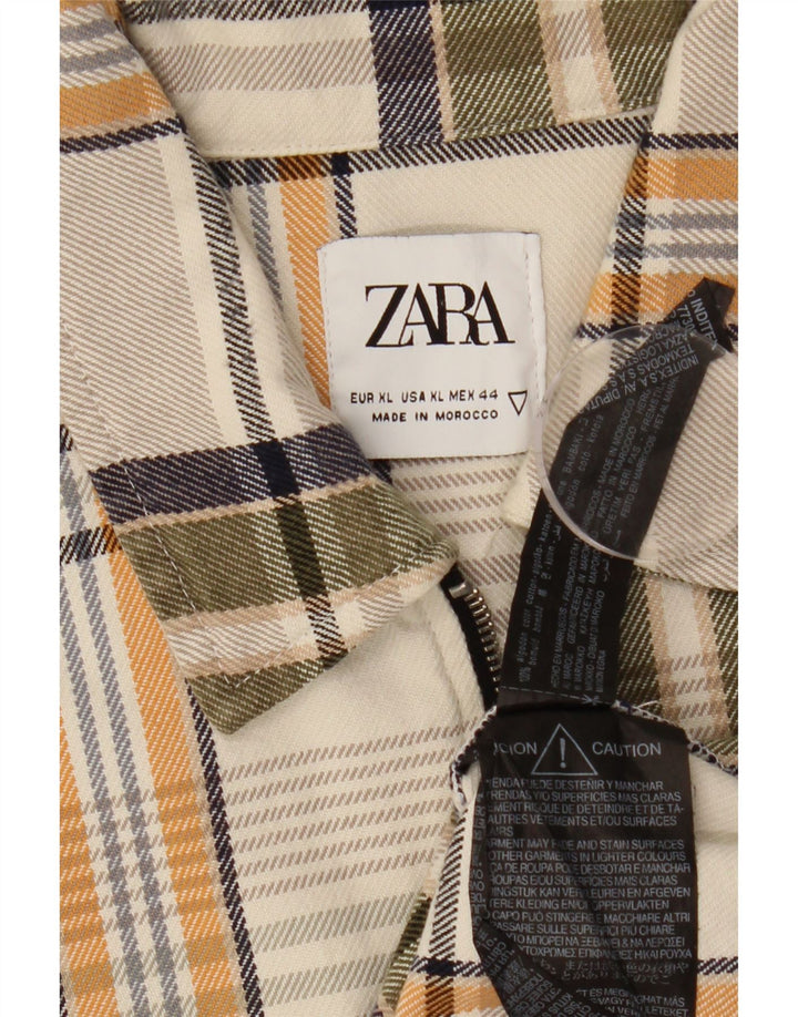Cămașă de flanel pentru bărbați Zara XL, bumbac cu carouri multicolore