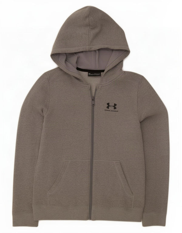 Under Armour Boys Zip Hoodie Sweater 13-14 Years XL Grey Cotton