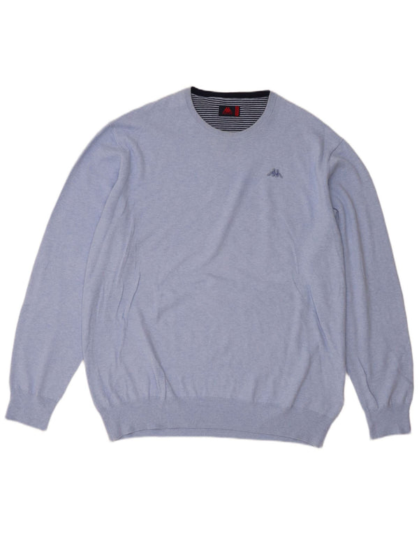 Pulover pentru bărbați Kappa cu gât roșu, bumbac albastru 2XL