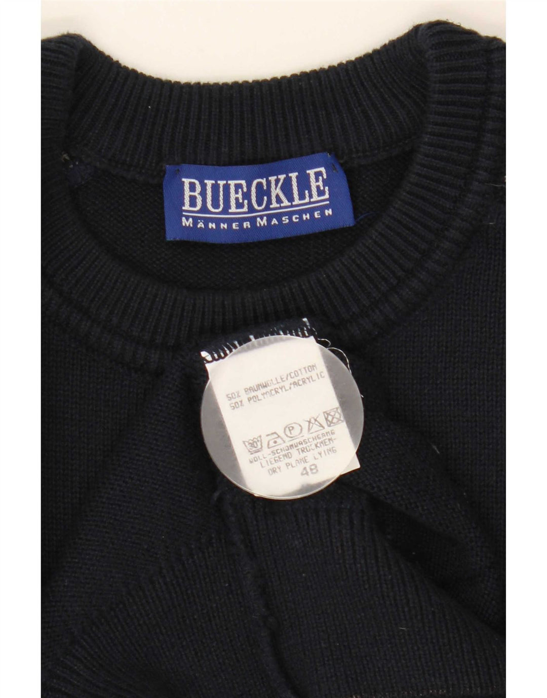 Pulover pentru bărbați Bueckle cu gât roșu IT 48 Medium Bleumarin Geometric