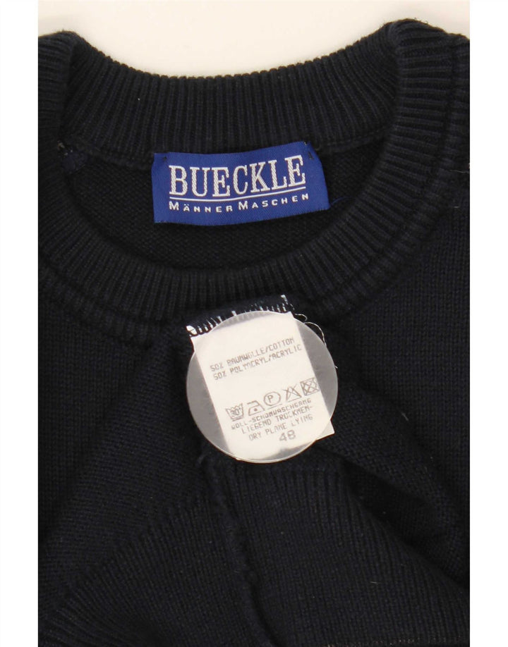 Pulover pentru bărbați Bueckle cu gât roșu IT 48 Medium Bleumarin Geometric