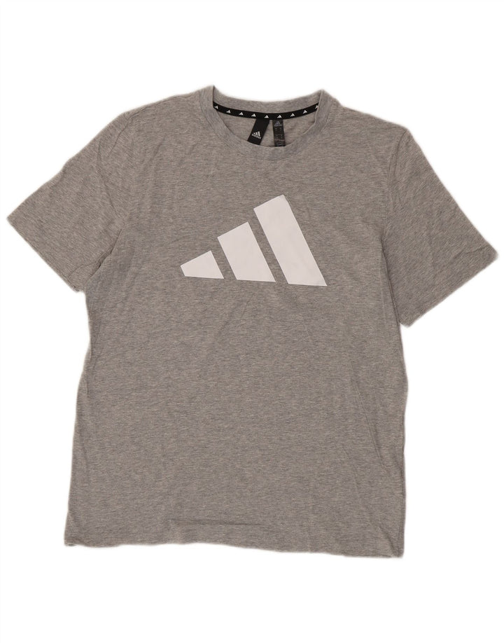 Tricou grafic pentru bărbați Adidas Top, bumbac, gri mediu