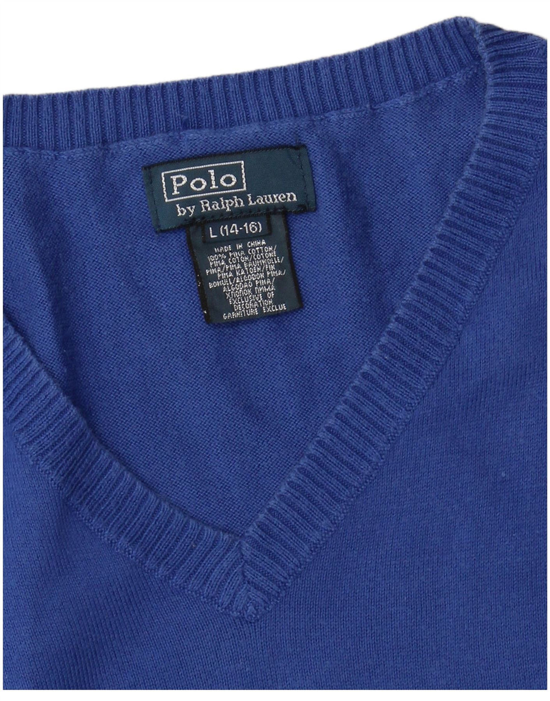POLO RALPH LAUREN Băieți Vestă Tank Top 14-15 Ani Mare Bumbac Albastru