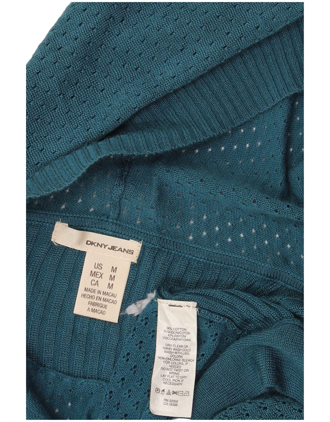 Pulover cardigan deschis cu glugă pentru femei Dkny UK 14 Bumbac albastru mediu