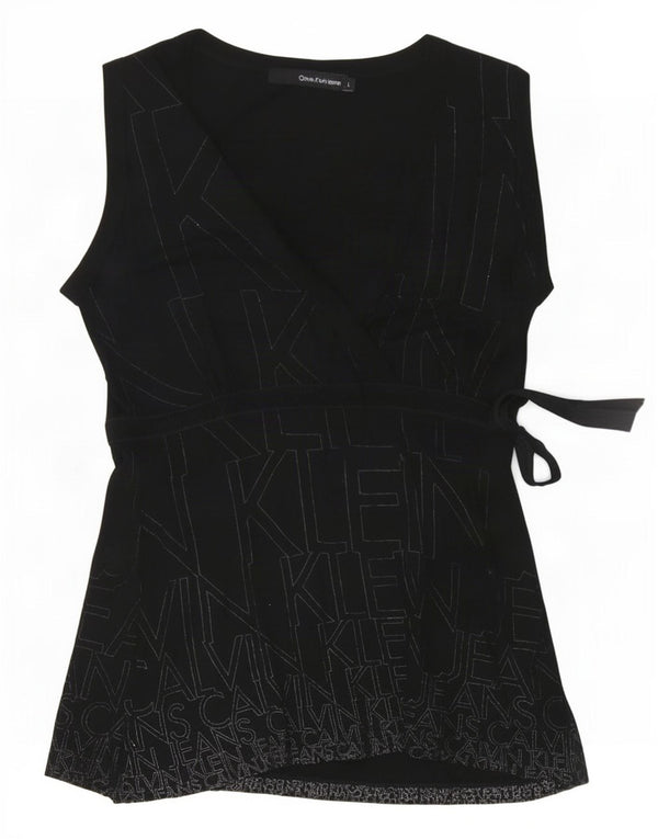 Bluză pentru femei Calvin Klein Jeans Top UK 14 Large Black Viscose