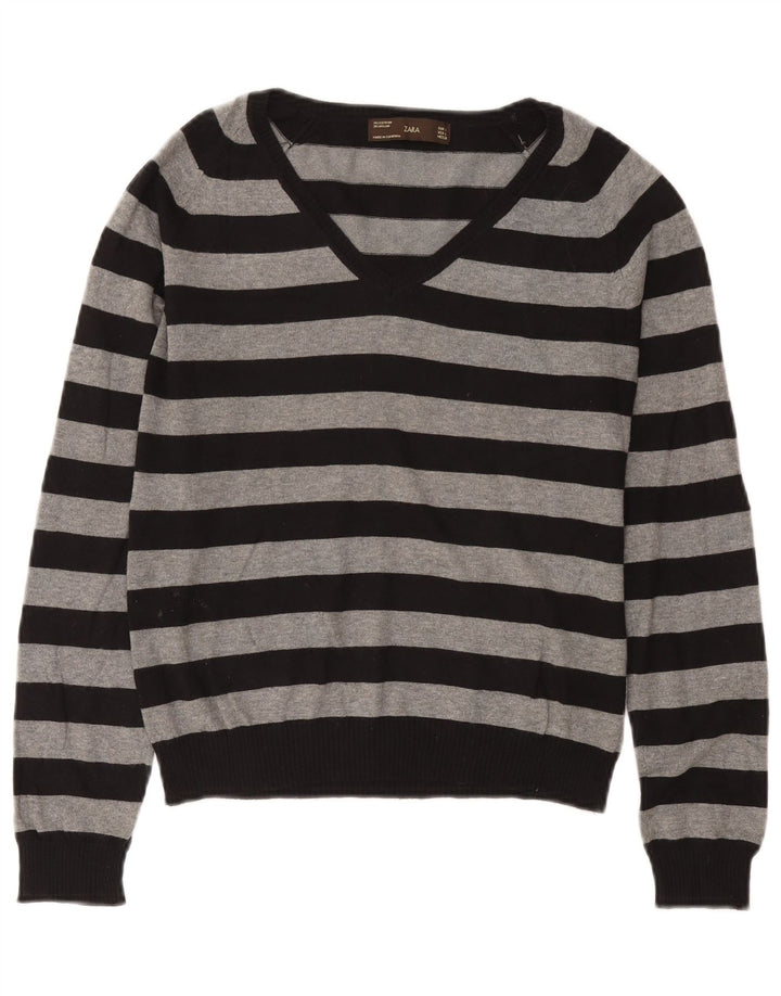 Pulover cu decolteu în V Zara pentru femei UK 14 mare negru
