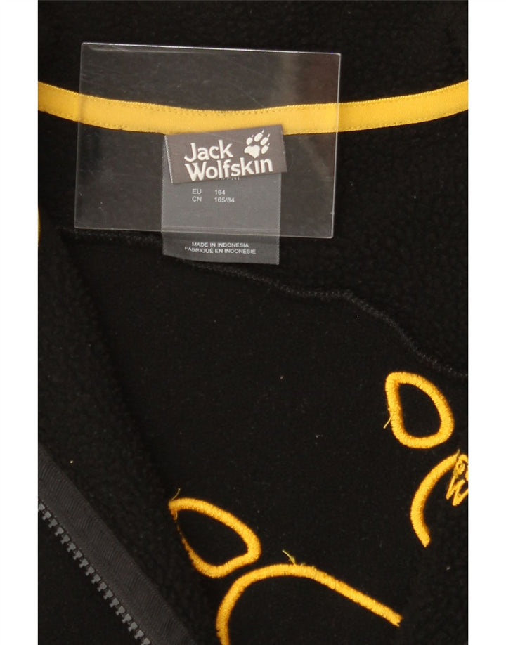 JACK WOLFSKIN Boys Graphic Fleece Jacket 13-14 Years Black Polyester Vintage Jack Wolfskin and Second-Hand Jack Wolfskin from Messina Hembry 
