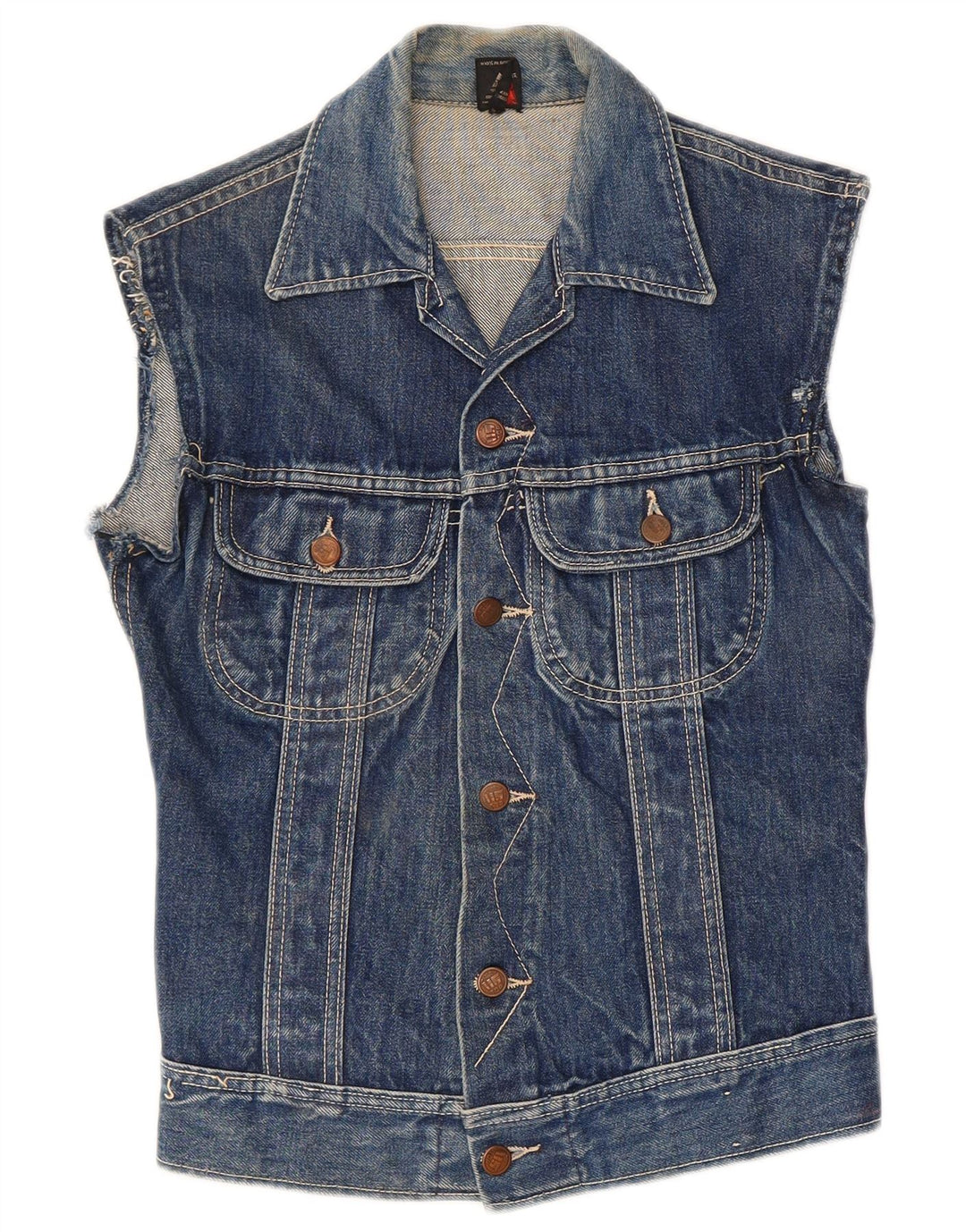 Gilet de denim vintage pentru femei UK 8 Small Blue Bumbac