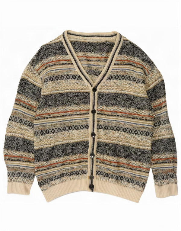 Pulover Cardigan Vintage pentru Barbati IT 48 Medium Multicolor Bumbac Fair Isle