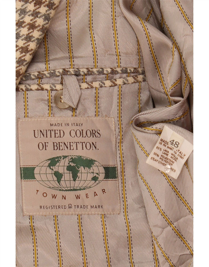 Jachetă Benetton pentru bărbați, cu 2 nasturi, IT 48, lână cu picior de gală, bej mediu