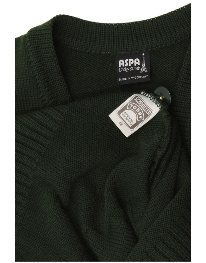 Pulover cardigan fără mâneci pentru femei Aspa EU 46 XL verde poliacrilic