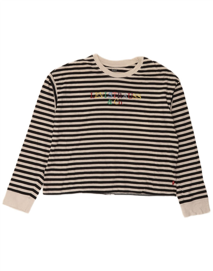 Top cu grafic pentru femei LEVI'S cu mânecă lungă UK 14 Medium Black Dunge