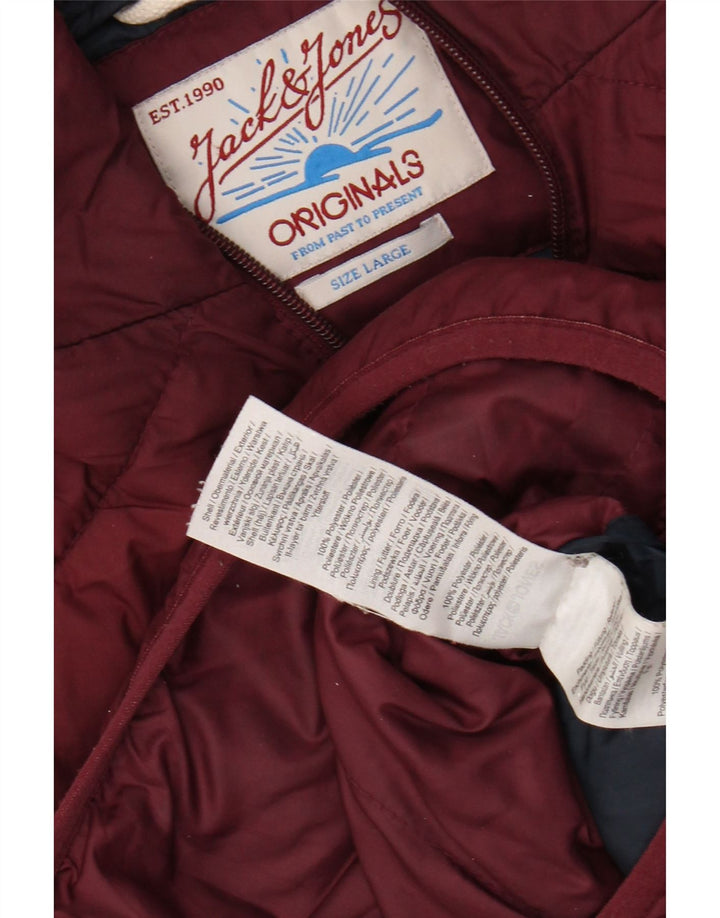 Jachetă căptușită cu glugă pentru bărbați JACK & JONES UK 40 Poliester burgundy mare