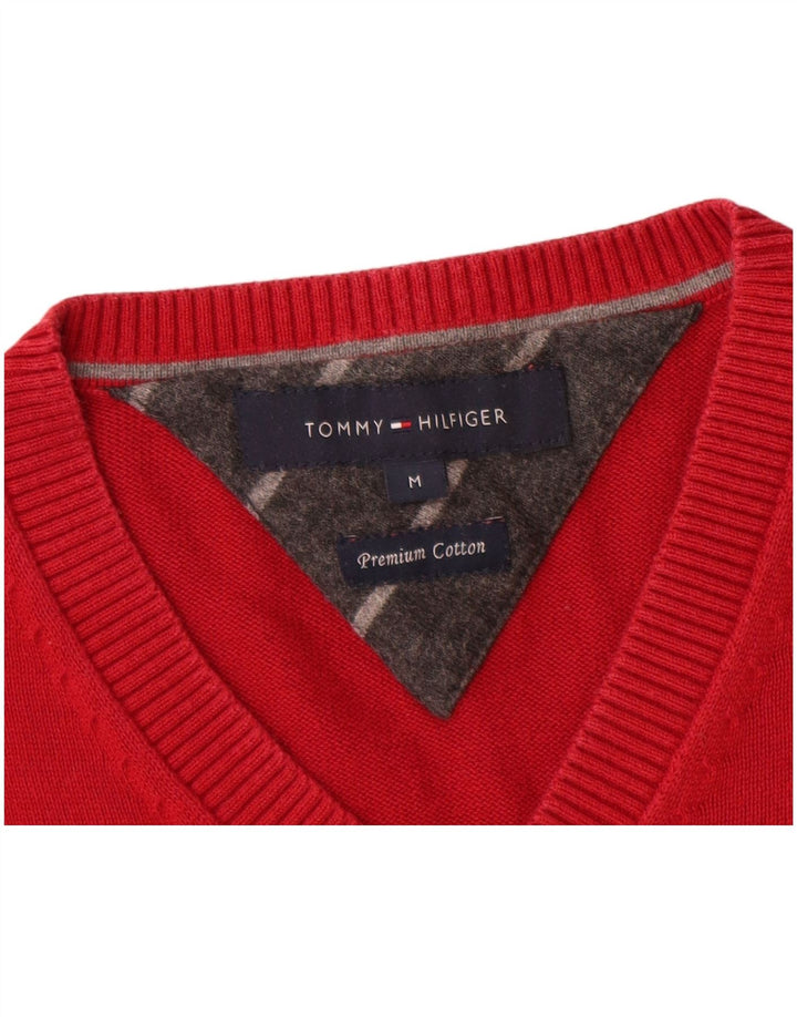 Pulover pentru bărbați TOMMY HILFIGER Pulover cu decolteu în V, bumbac roșu mediu