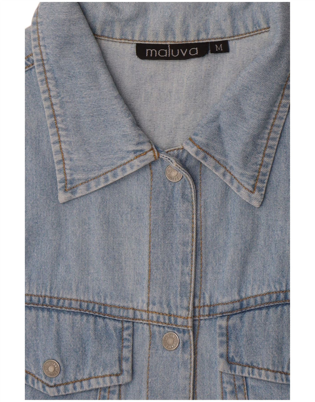Cămașă din denim fără mâneci vintage pentru femei UK 12 albastru mediu