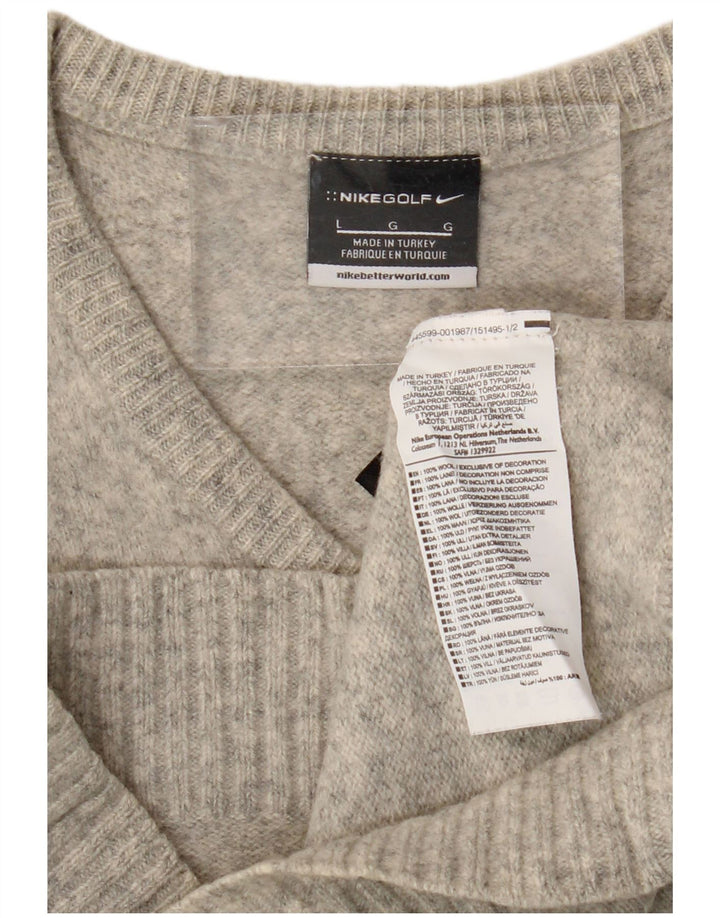 Pulover Nike pentru femei cu decolteu în V UK 14 Lână mare, gri pete