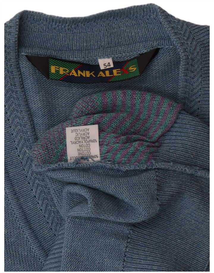 FRANK ALEXS Pulover cu decolteu în V pentru bărbați IT 54 XL Bumbac geometric albastru